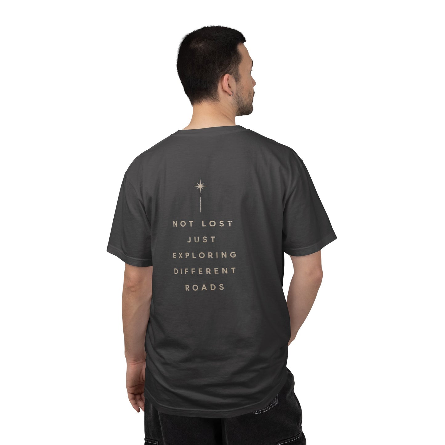 Explorer Reflection T-Shirt — "Not Lost Just Exploring Different Roads"